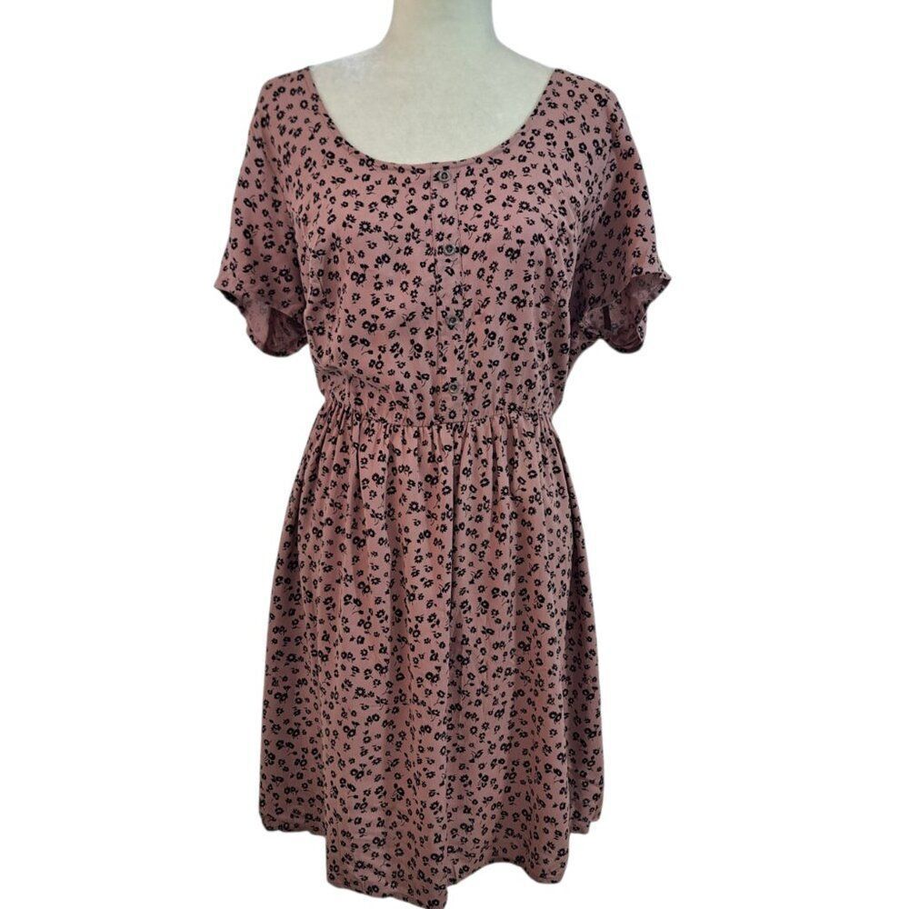 Forever 21 Women's Rust Pink Floral Cap Sleeve Travel Vacation Dress 2X